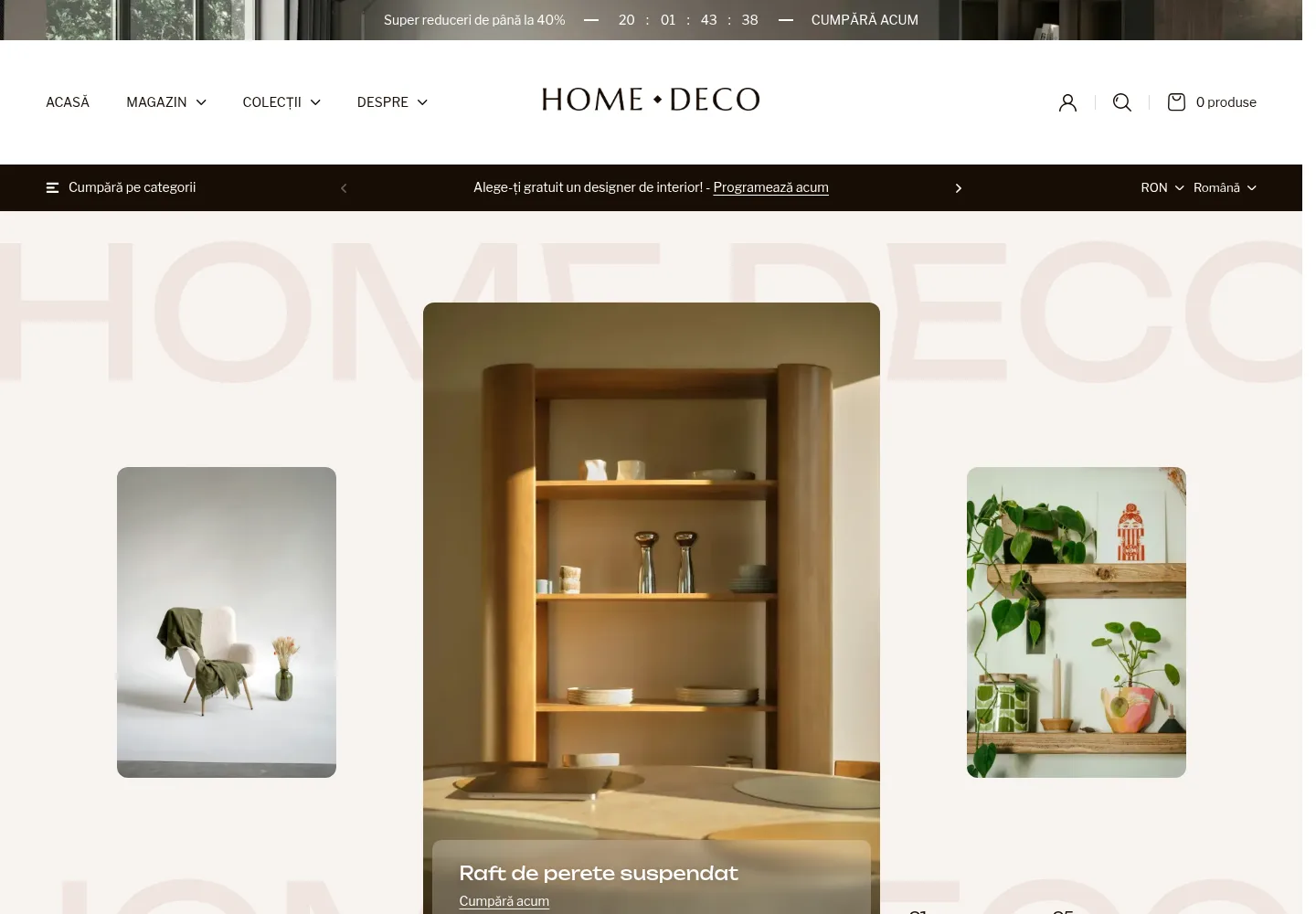 The Home Deco theme — home page